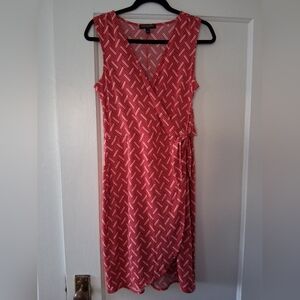 Banana Republic Red Geometric Midi Wrap Dress | Sleeveless | Size S | Modern ❤️✨